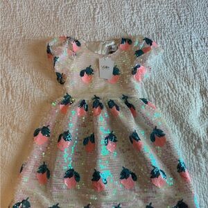 Lola and the Boys Sequin Strawberry Kids Dress